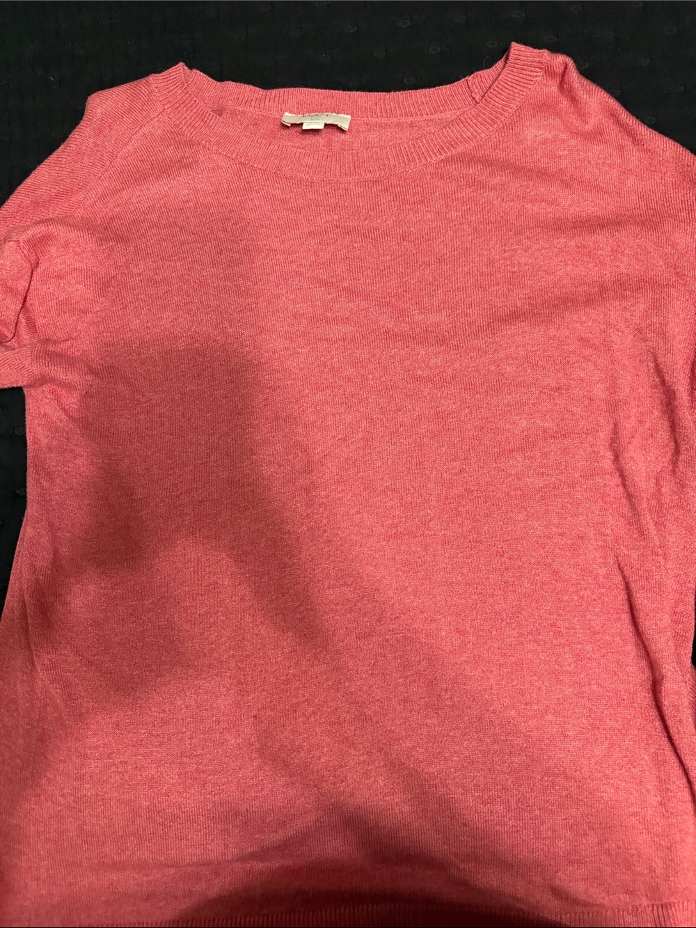 LOFT Petite Coral Pink Ribbed-Neck Knit Sweater